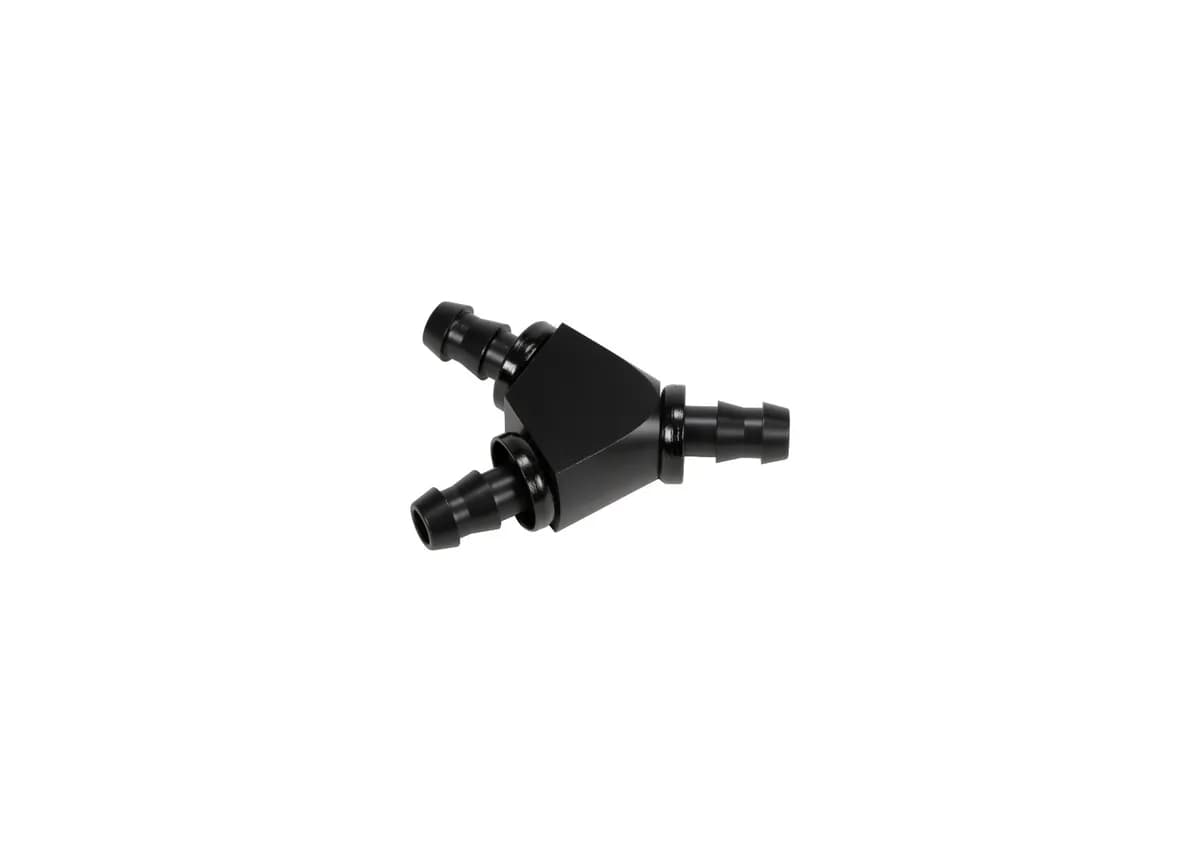 Fleece Performance 3/8" Black Anodized Aluminum Y Barbed Fitting -6 Pushlock Hose