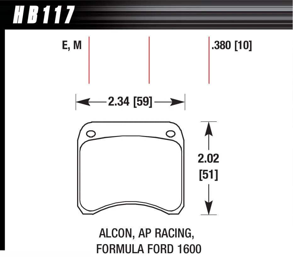 Blue 9012 Disc Brake Pad; 0.380 Thickness; Fits AP Racing 2;