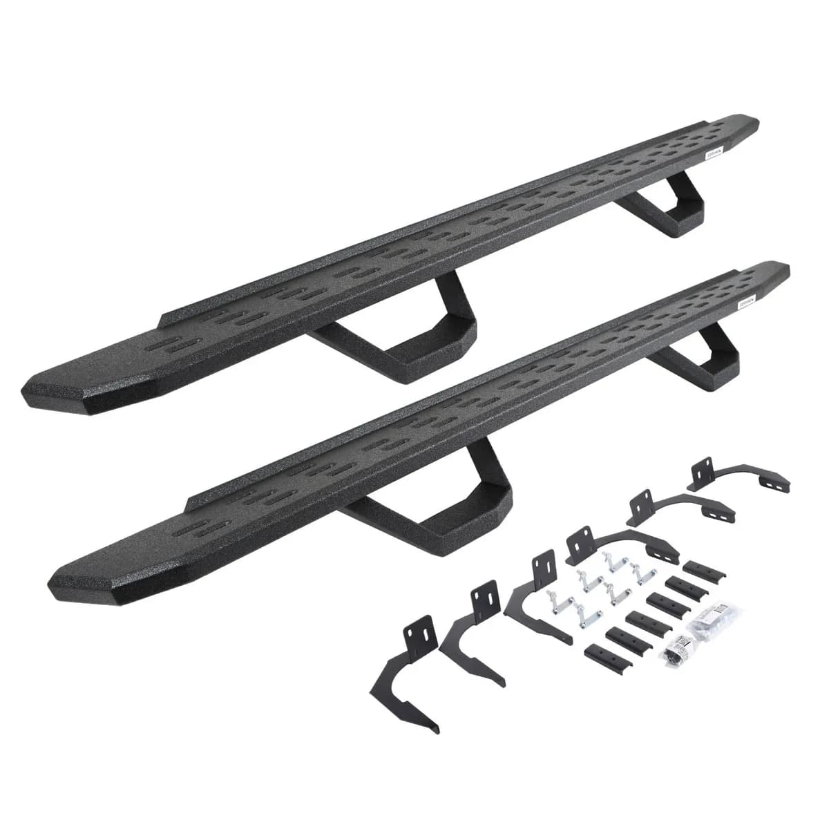 Go Rhino 6961068720T - RB30 Running Boards with Mounting Brackets & 2 Pairs of Drops Steps Kit - Protective Bedliner Coating