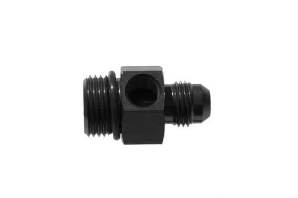 10 an Male to 08 Orb With 1/8npt Gauge Port Adapter Black
