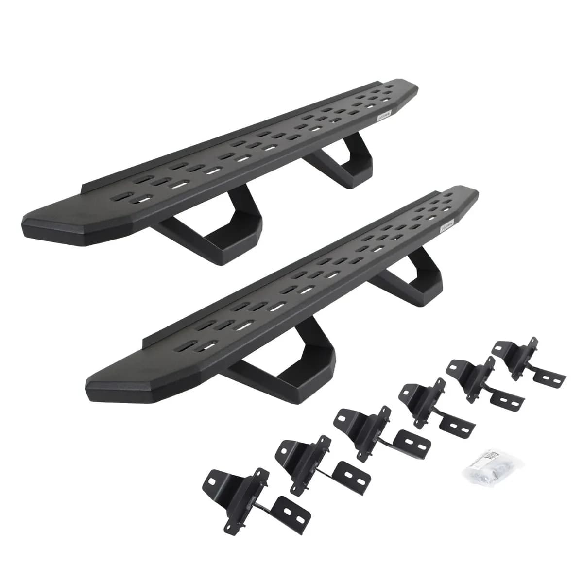 Go Rhino 6965056820PC - RB30 Running Boards with Mounting Brackets & 2 Pairs of Drops Steps Kit - Textured Black