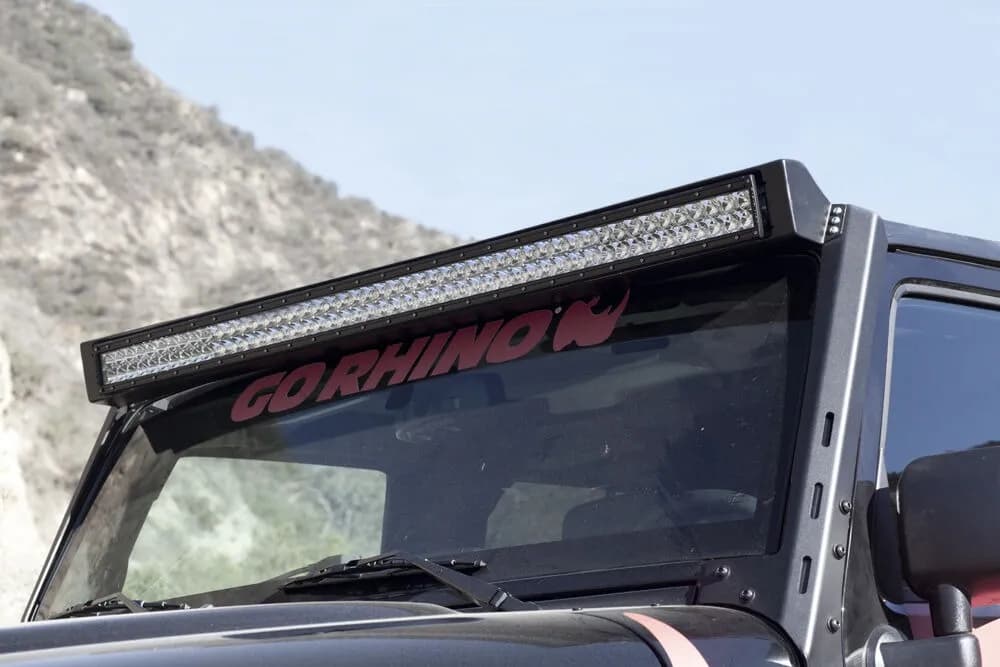 0717 Wrangler Wlf Windshield Light Mount Frame With Light Brackets For 50in e2 Textured