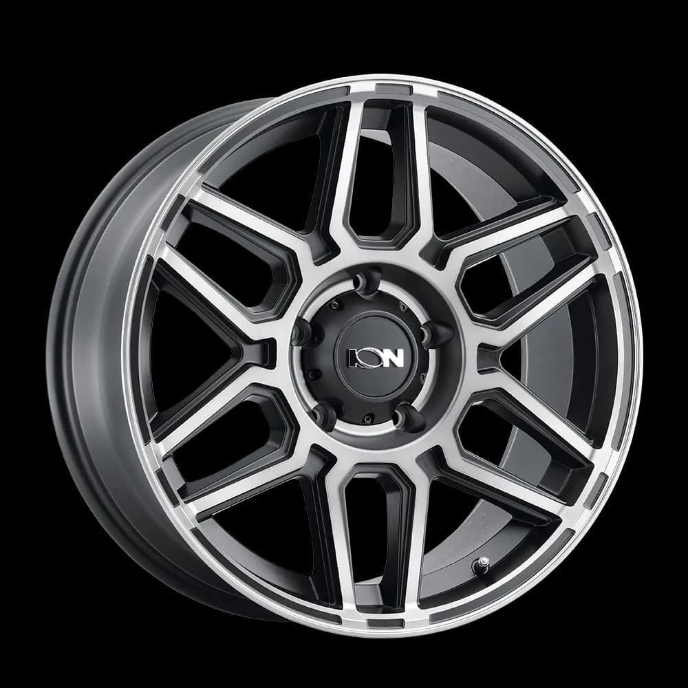 Cast Aluminum Wheels 146 MB 20x9 Machined Dark Tint Matte Black 6 On 139.7 Bolt Pattern 18 Offset ION Wheels