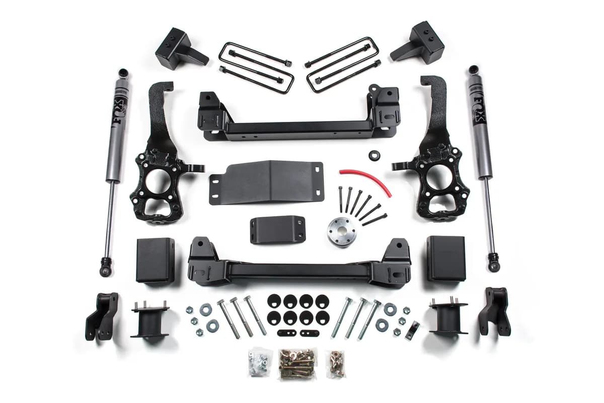 2015-2019 Ford F150 4wd 4 Suspension Lift System - Front Strut Spacer Rear Block - Fox 2.0 Adventure Series Shocks