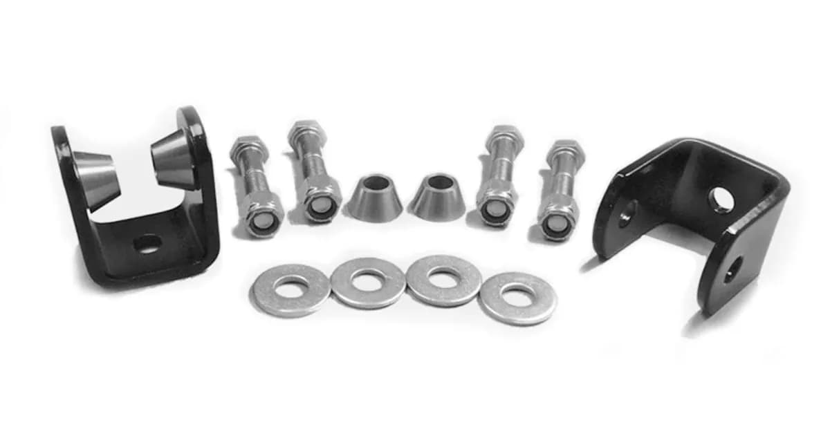 Drop Clevis Kits (Without End Links) 10mm Bore Clevises are Black Powdercoated Includes Misalignment Spacers Includes 2 Clevises