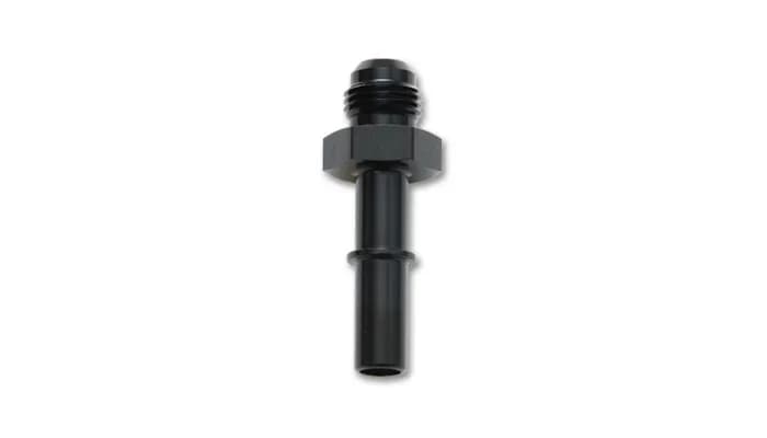 Push-On EFI Adapter Fitting; -6AN; 0.375 in. Hose Size; 6061 Aluminum; Black Anodized;