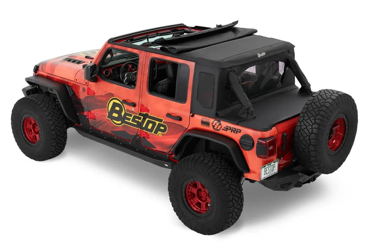 Bestop Halftop Soft Top - Jeep '24-Current Wrangler JL 4-Door (Premium Black Twill)