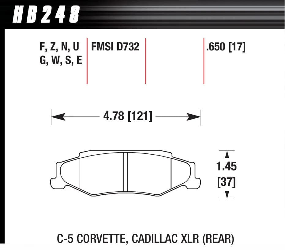 HP Plus Disc Brake Pad; 0.650 Thickness;
