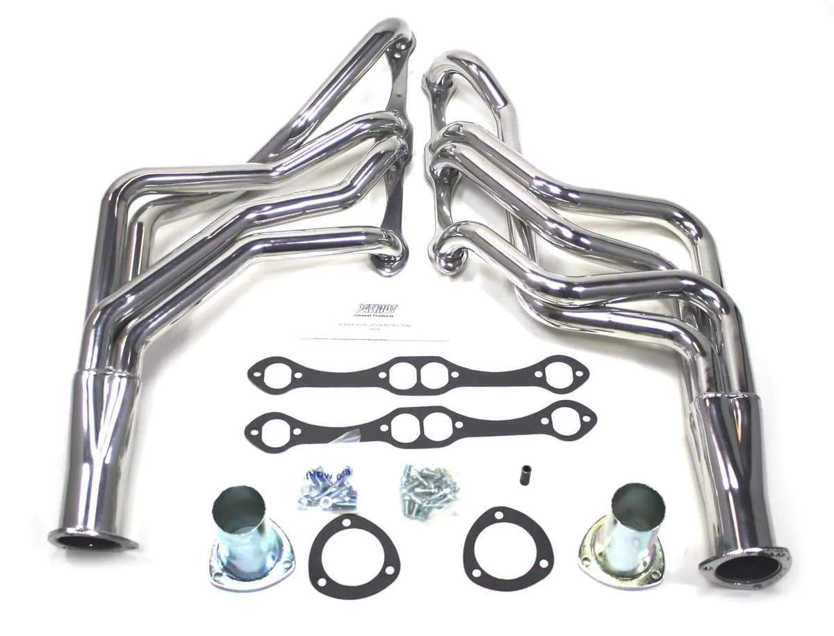 Patriot Long Tube Header 78-88 GM G Body 265-400 SBC 1 5/8" Primary 3" Collector Silver Ceramic Coated H8096-1