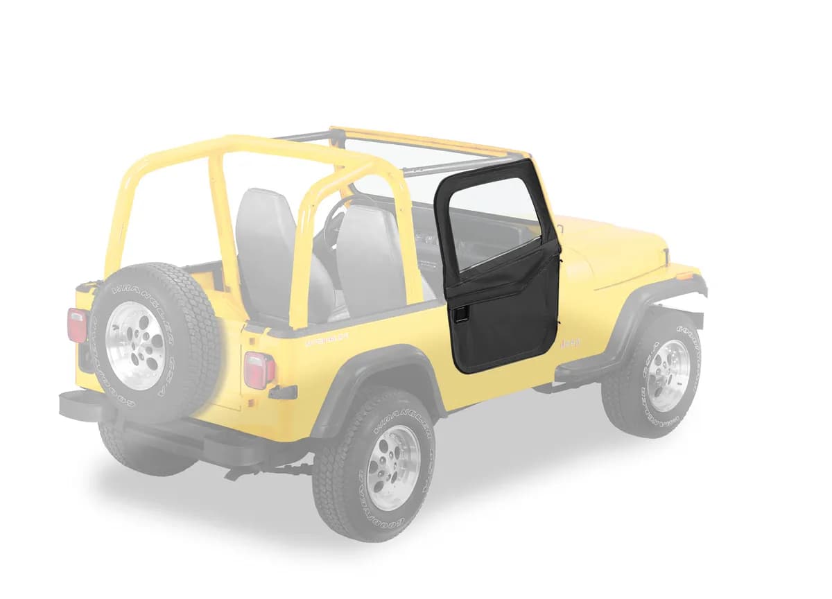 Jeep Doors Full 2-Piece Fabric Doors For Jeep 1980-1986 CJ7 Clear Vinyl Black Denim Fabric Pair Bestop