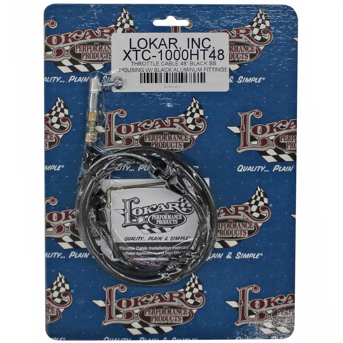 Hi-Tech Throttle Cable Kit; Universal; U-Cut-To-Fit; 48 in.; Incl. Aluminum Ferrules/Instructions/Black Housing/Black Aluminum Fittings;