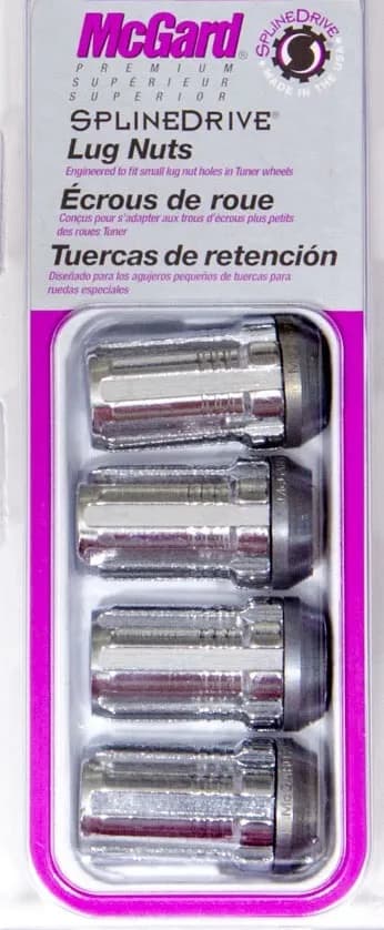 Splinedrive Lug Nut M12x1.5 Cone Seat 1.24 in Oal Chrome (4 Pk)