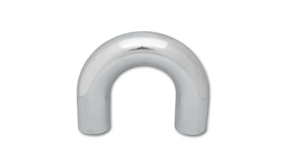 180 Degree Aluminum Bend; 4 in. OD; 4 in. Leg Length From Tangent; 2.1MM Wall Thickness; 6063 Aluminum; Polished;