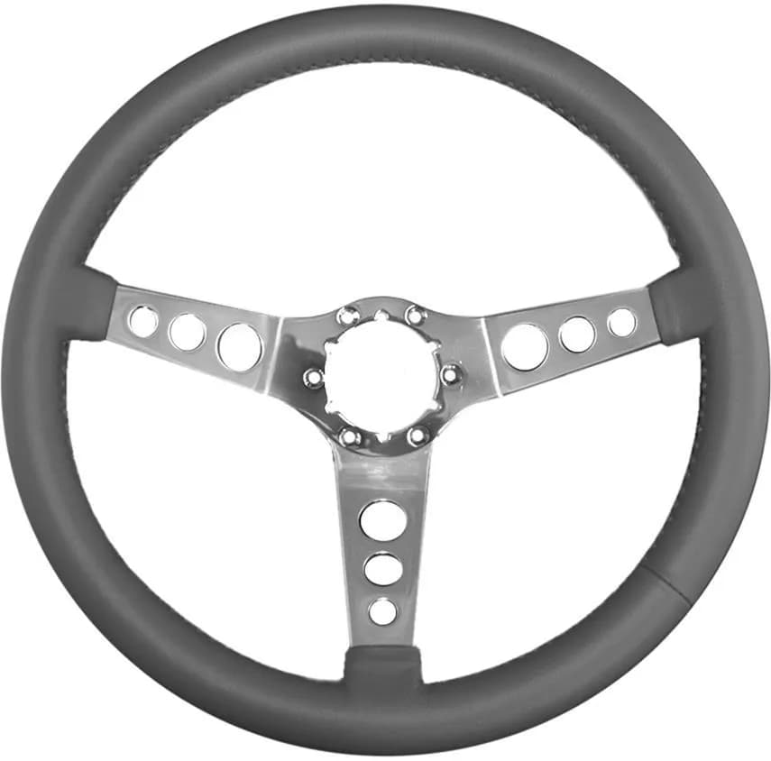 Lecarra Hot Rod Steering Wheel; Black; Polished Spokes; 14 in. Standard Grip;
