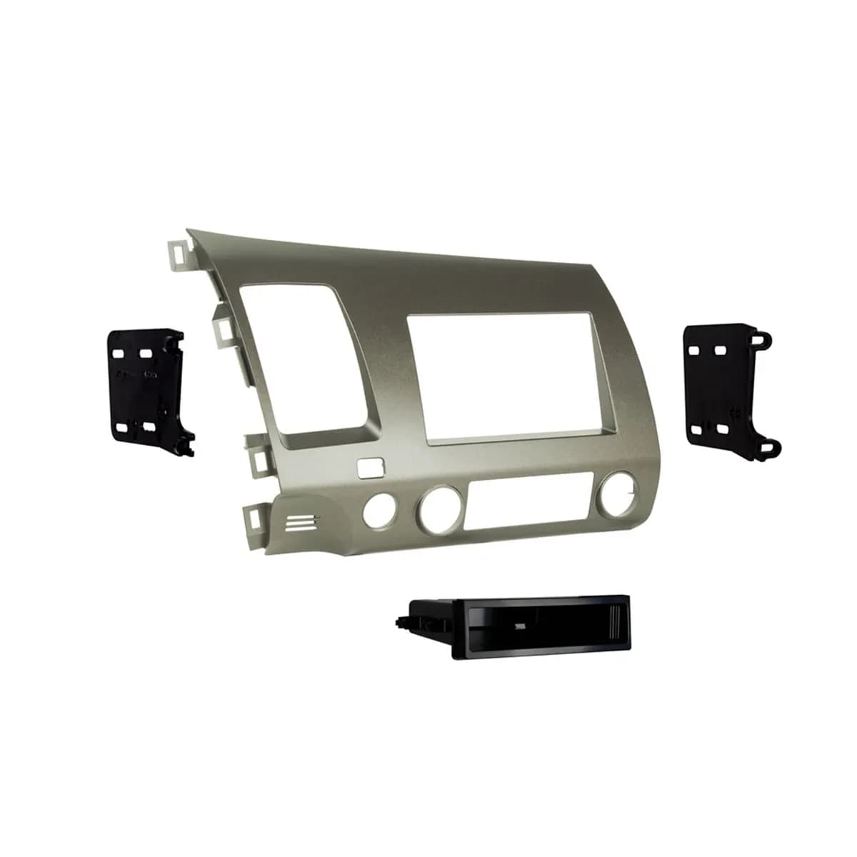 Turbokits; Radio Installation Kit; Incl. Instr./Hardwre/Double Din Trim Plate/Brackets/Storge Pcket/Snap-In Iso Support Mount System; Recessed Din Opening; Taupe;