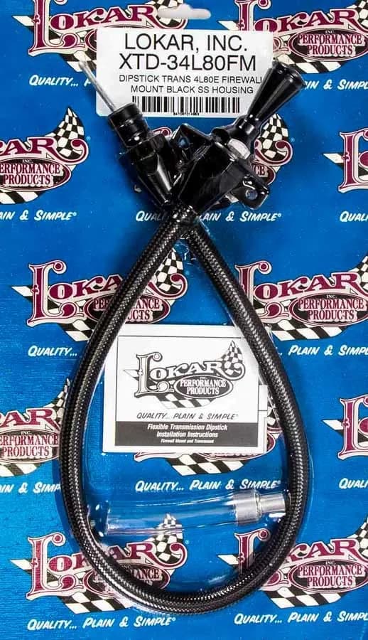 Hi-Tech Flexible Braided Transmission Dipstick; 24 in.; Firewall Mount; Incl. Flexible Dipstick/Funnel Adapter/Braided Black Stainless Outer Housing; Black Finish;