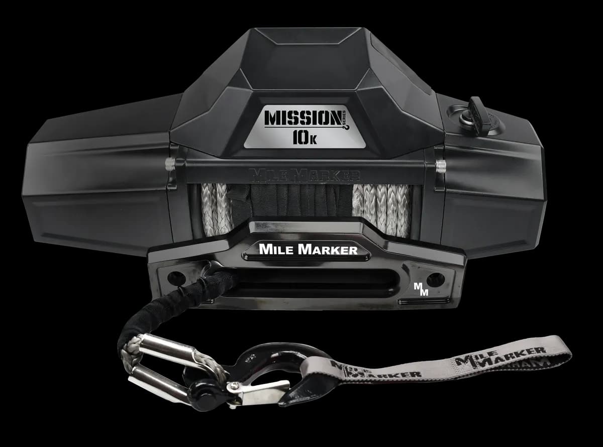 Mission 10K 10,000 lb Recovery Winch with Synthetic Rope Black Mile Marker