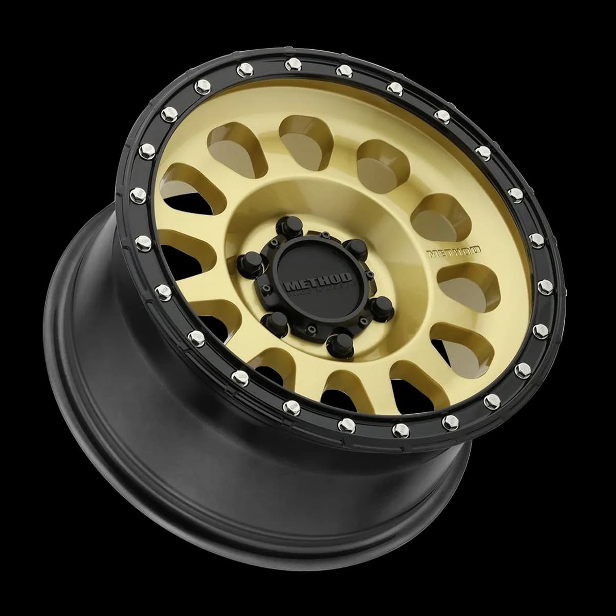 Aluminum Wheels 17x8.5 MR315 Bolt Pattern 6 On 135 Offset 0 Lip Size 1.65 Gold GD Black Street Loc Method