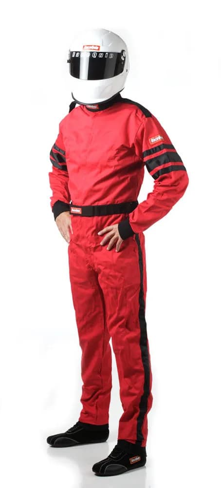 One Piece Single Layer Racing Driver Fire Suit; Sfi 3.2a/ 1 ; Red Large