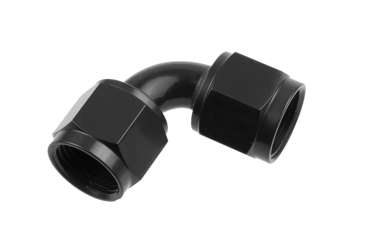 06 Female to Female An/Jic Flare Swivel Coupling 90 Deg Black