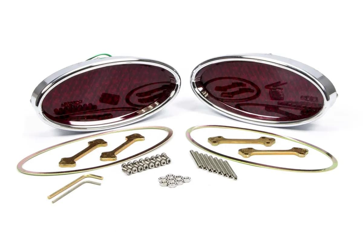 LED Taillights; X-Large; Oval; Outer Bezel Measures 3 in. x 6.5 in.; Billet Aluminum; Chrome; Pair;