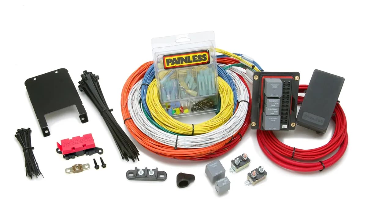 15 Circuit Customizable Extreme Off-Road Harness; Incl. 10 Fuse - 4 Relay Weatherproof Fuse Block/Color Colored Wiring/Heat-Shrink Crimp Term./Maxi-Fuse/Breakers/Mtg. Bracket;