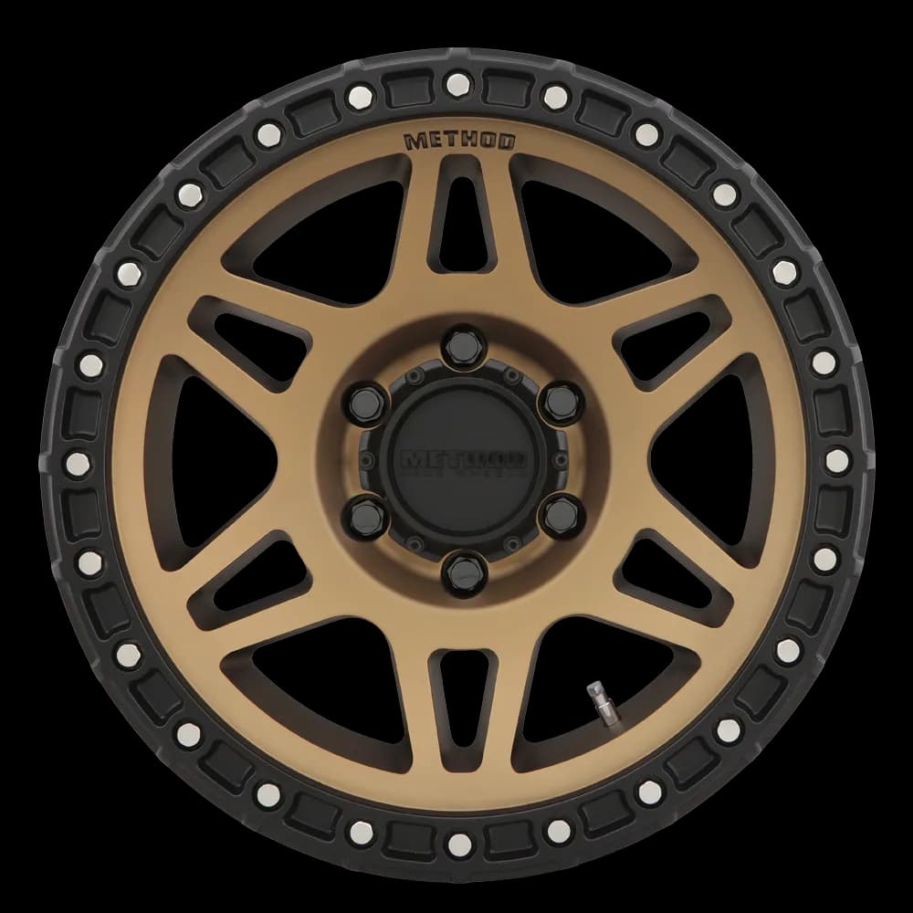 Aluminum Wheels 17x8.5 MR312 Bolt Pattern 6 On 139.7 Offset 0 Lip Size 0.98 Method Bronze BRZ Matte Black Lip Method