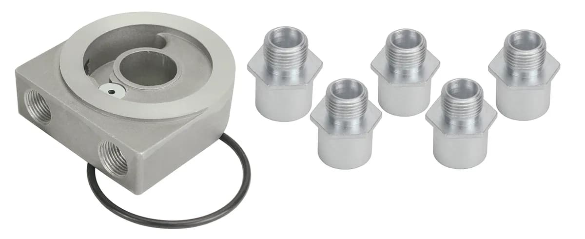 Derale 25783 Low Profile Pressure relief Sandwich Adapter w/ 3/8 NPT Ports & 22x1.5mm Thread