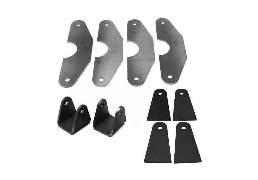 Steinjäger Tabs and Clevises, Weld On 4 Link Tab and Clevis Kits 0.563 Bore 2.75 Axle Diameter 2.50 Inch Clevis Jaw 4.00 Inch Straight Tab Length 2 Clevises, 4 Parallel Tabs, 4 Straight Tabs