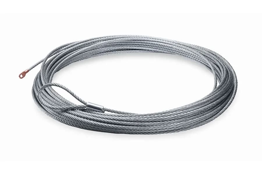 WARN - 16500 Pound Capacity; 7/16 Inch Diameter x 90 Foot Length; Galvanized Aircraft Wire; Loop on One End and Wire Rope Terminal on Other End