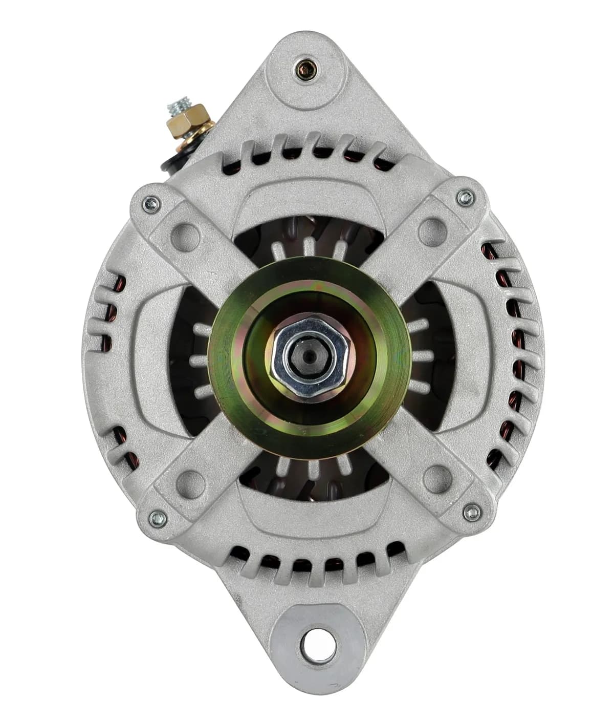 Alternator; GM; 175 Amp; 3 Wire Hair Pin Style; 6.61 In. Straight Mount; 10DN; 10si; 12si; 6 Groove; CS130-175Top/145 Idle; Natural;