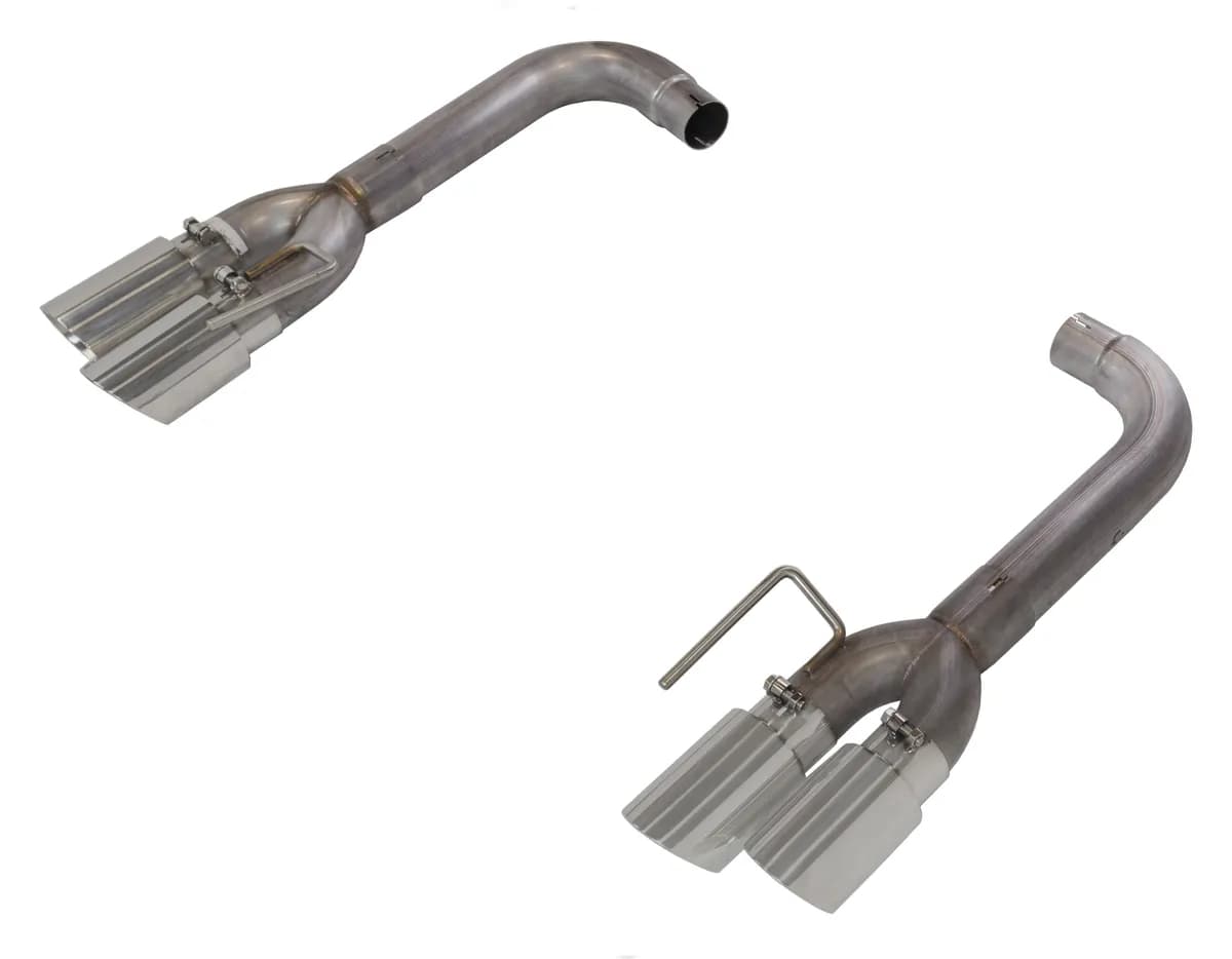 Axle Back Exhaust 18-Pres Mustang GT Split Rear Quad Exit 3 in Quad 304 Stainless Steel Tips Incl Hardware/Muffler Delete Pypes Exhaust