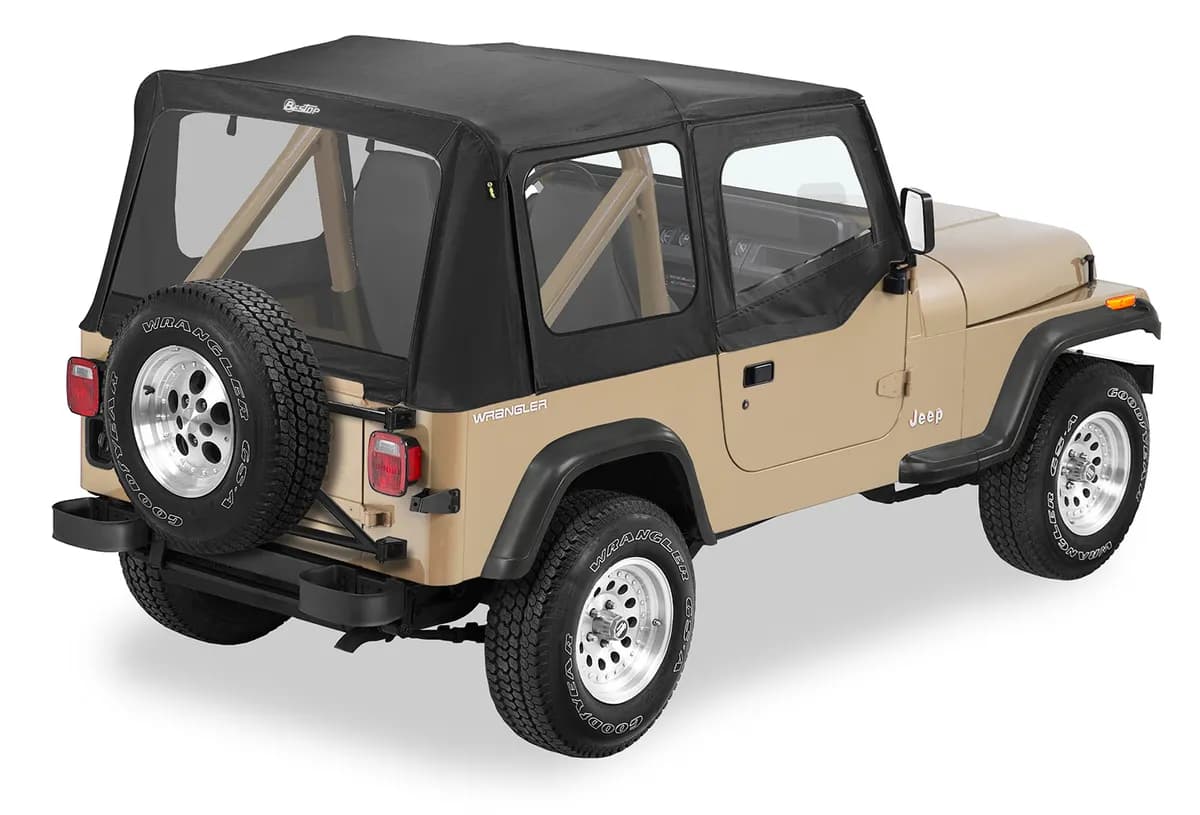 Black Denim Replace-a-Top Replace-a-Top Fabric-only Soft Top Jeep 88-95 Wrangler; Includes door skins; Clear side and rear windows