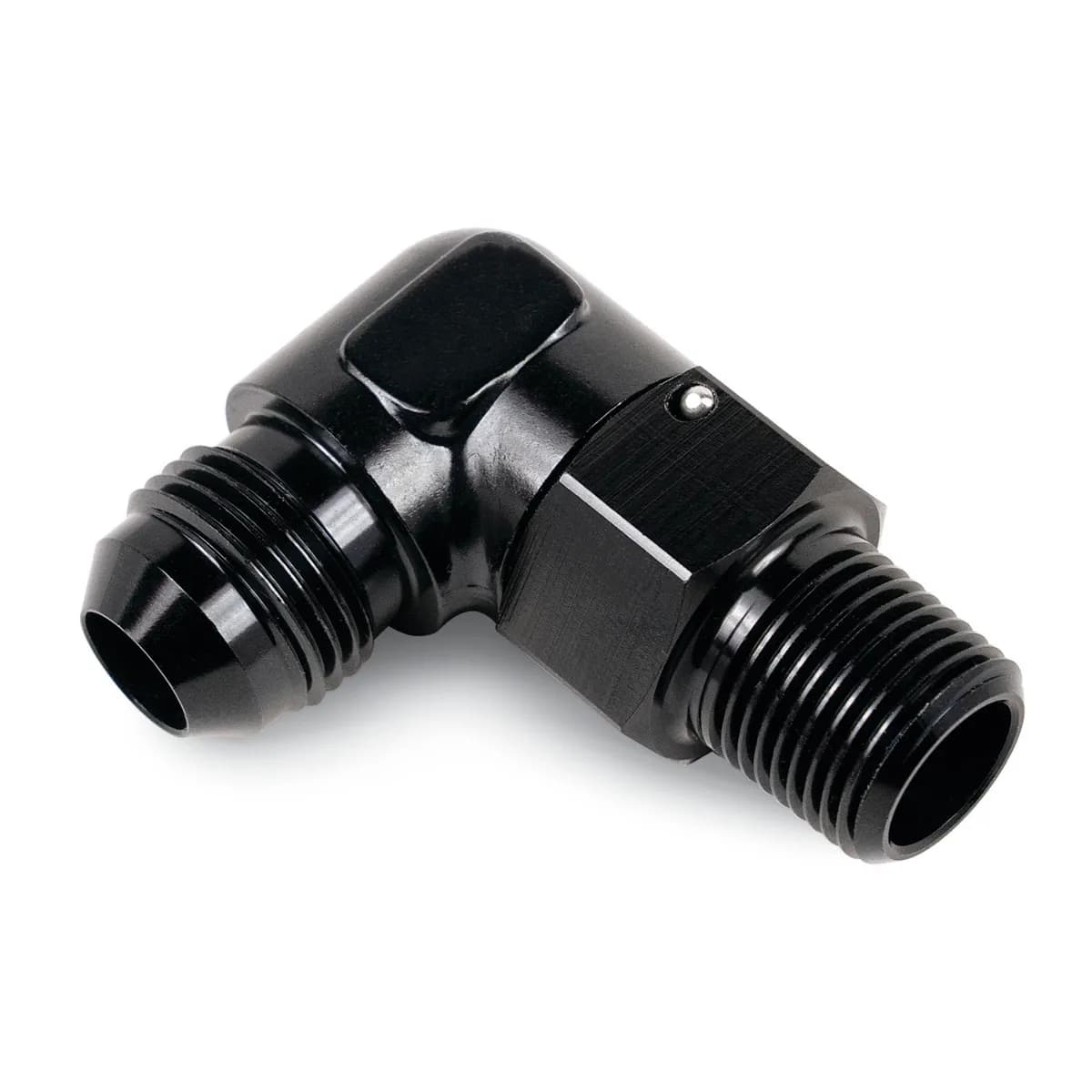 Aluminum Swivel Fitting 90° 1/2 NPT x -6AN Male