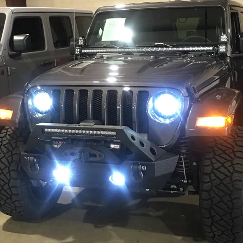 Quake LED - Qte962 - Jeep Wrangler Jl/Gladiator White DRL Halo/Amber Turn Signal Headlight/Fog Light Set For 2018-2020 Jeep Wrangler
