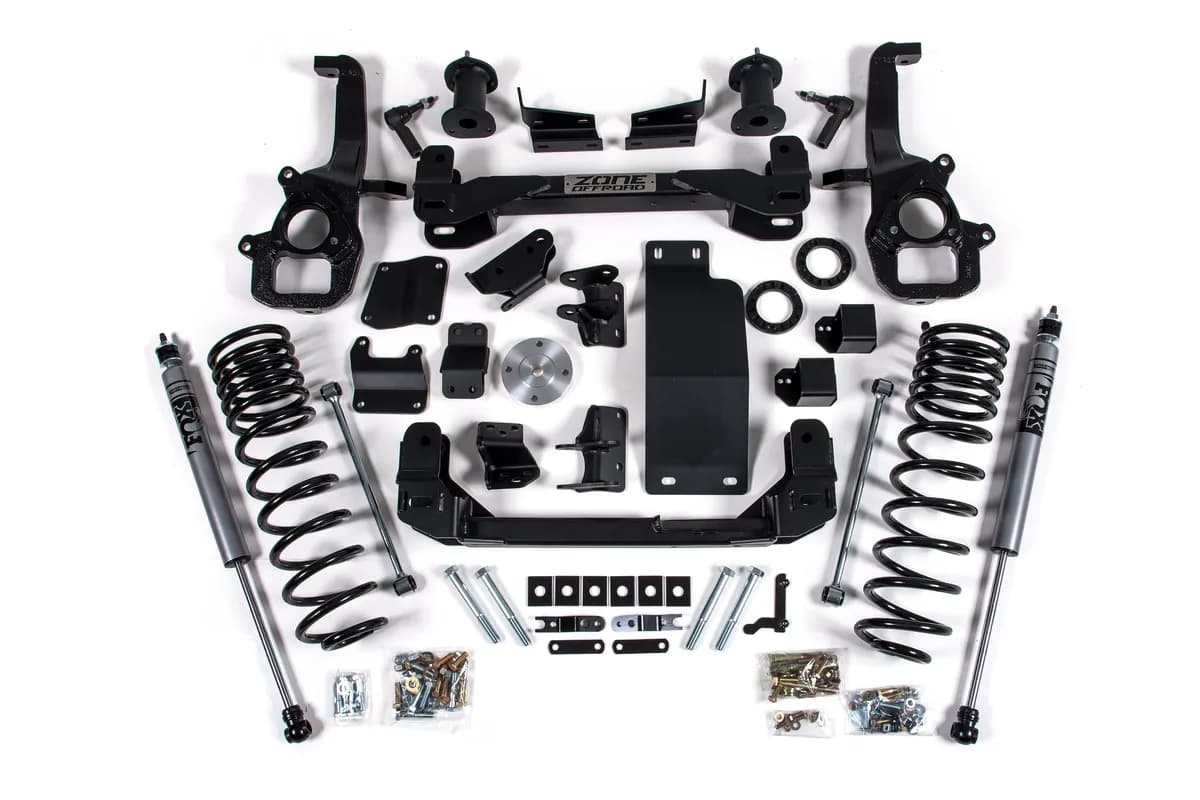 20-23 RAM 1500 4WD 6 Inch Front 5 Inch Rear Lift Kit With OE 22in Wheels Fox Shocks Zone Offroad
