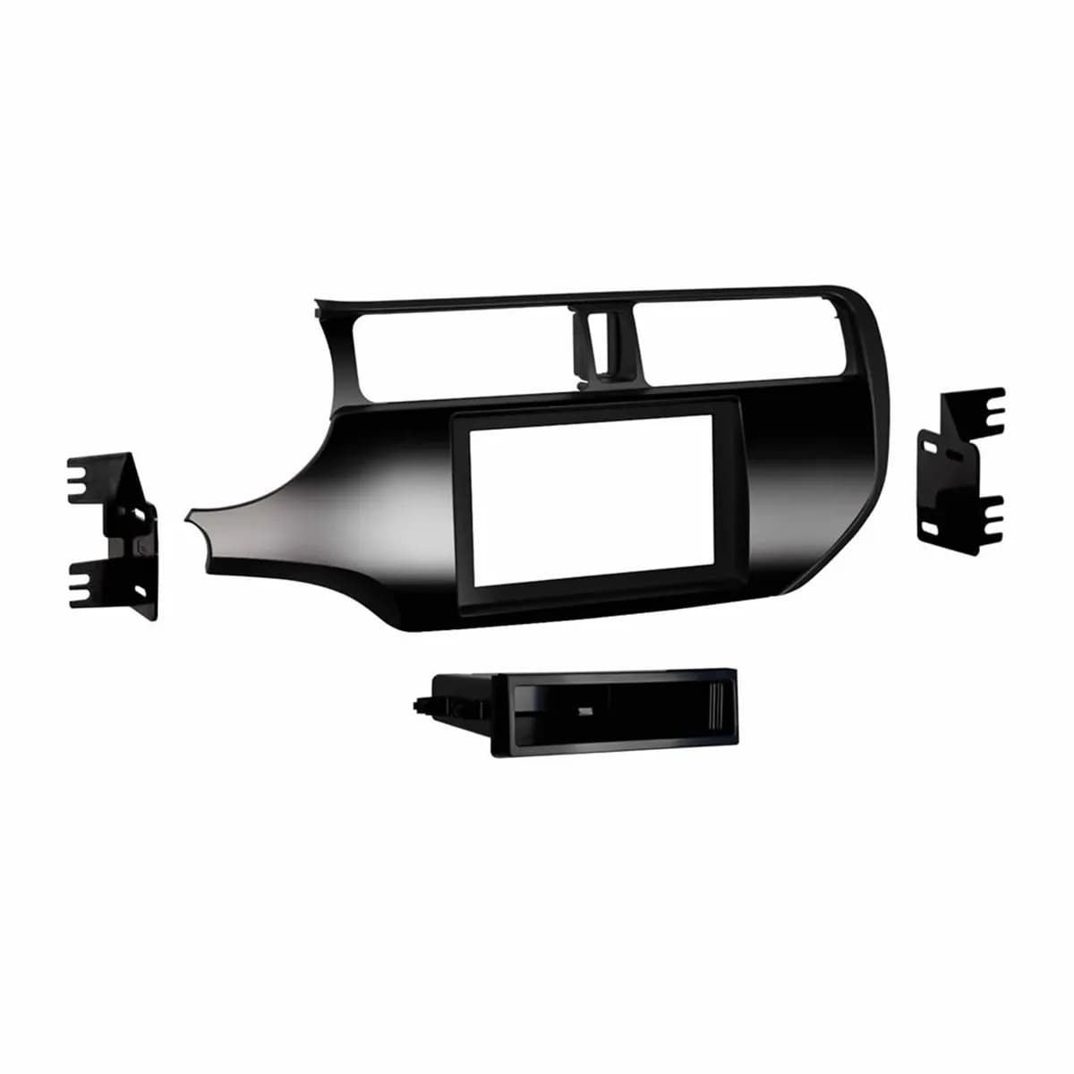 Radio Installation Kit; ISO DIN Radio Provision; w/Pocket; w/o Push-To-Start; High Gloss Black;