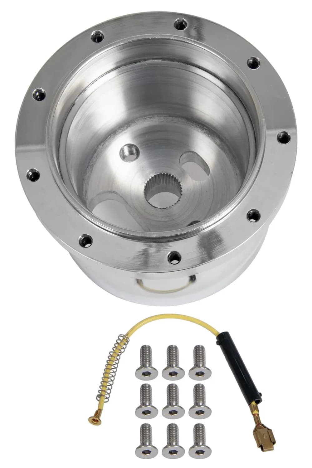 Steering Wheel Hub Adapter; Fits w/95-00 GM Air Bag; 9 Bolt; Long Polished Billet Aluminum;