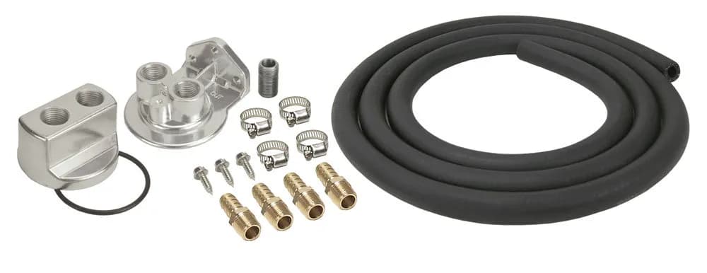 Derale 15725 Engine Oil Filter Relocation Kit, 1/2 NPT Ports w/ 22x1.5mm Engine Thread Size