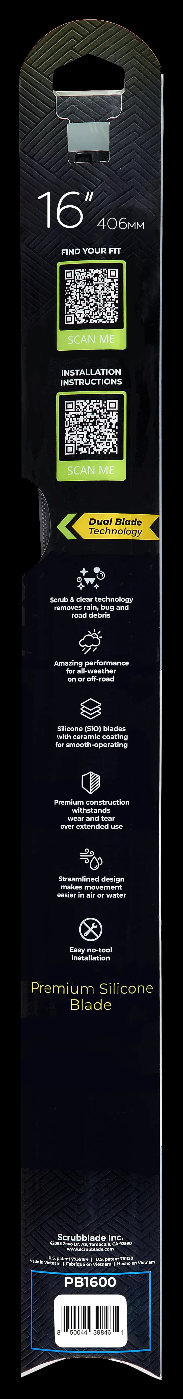 Scrubblade - 16 410mm Black Edition Silicone Wiper Blade - PB1600