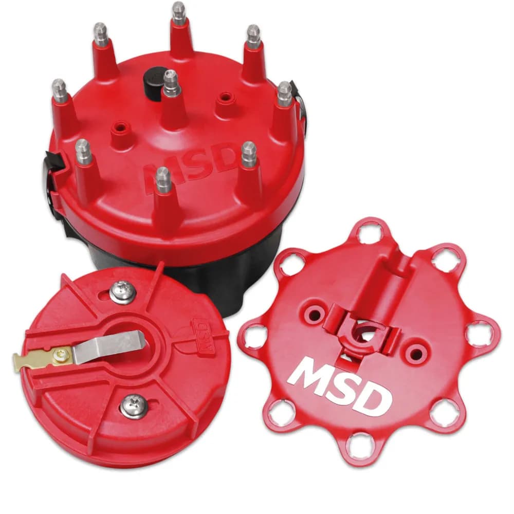 Chevy v8 Capadapt Kit Distributor Cap & Rotor Red