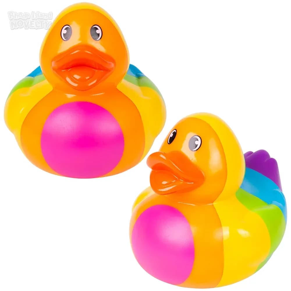 Big Rainbow Rubber Duckies 6\"