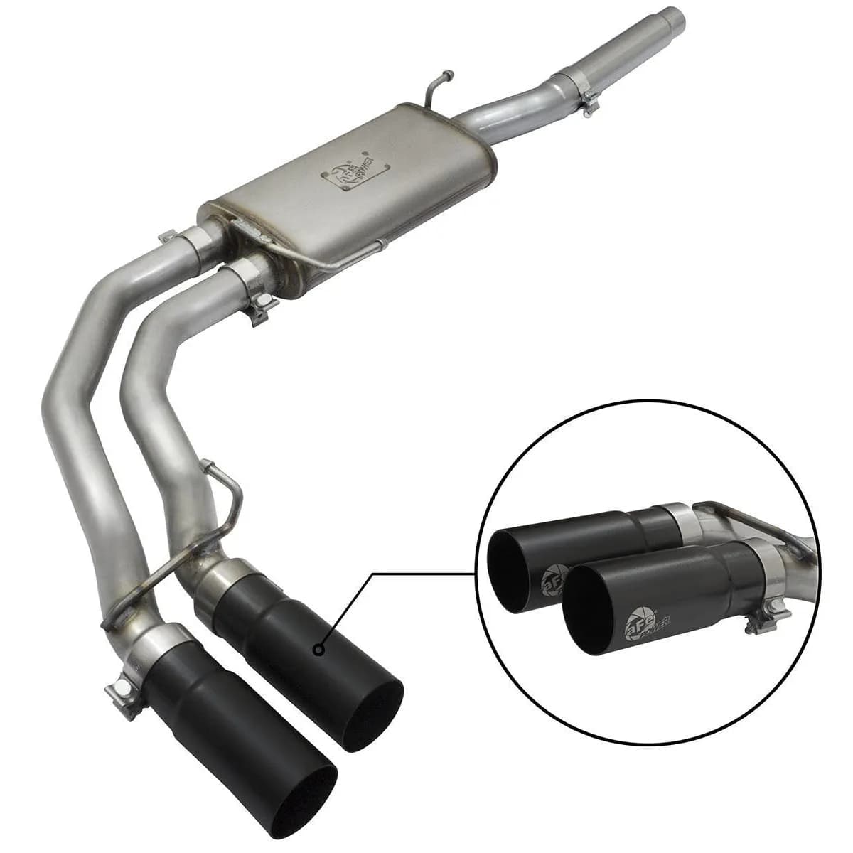 Rebel Series 3in to 2-1/2in Stainless Steel Cat-Back Exhaust System w/Black Tip Ford F-150 09-14 V8-4.6L/5.4L/5.0L CC/SB, EC/SB,CC/LB