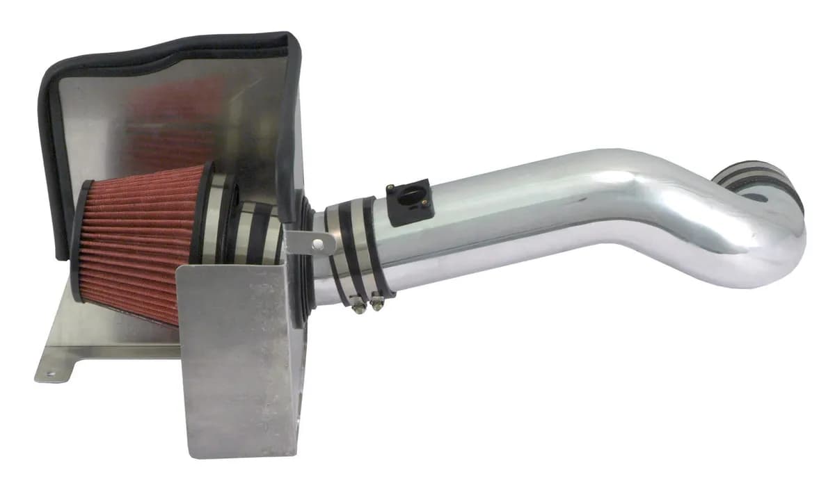 0914 Avalance/Tahoe/Yukon v8 Air Intake Kit Red Filter Polished Aluminum