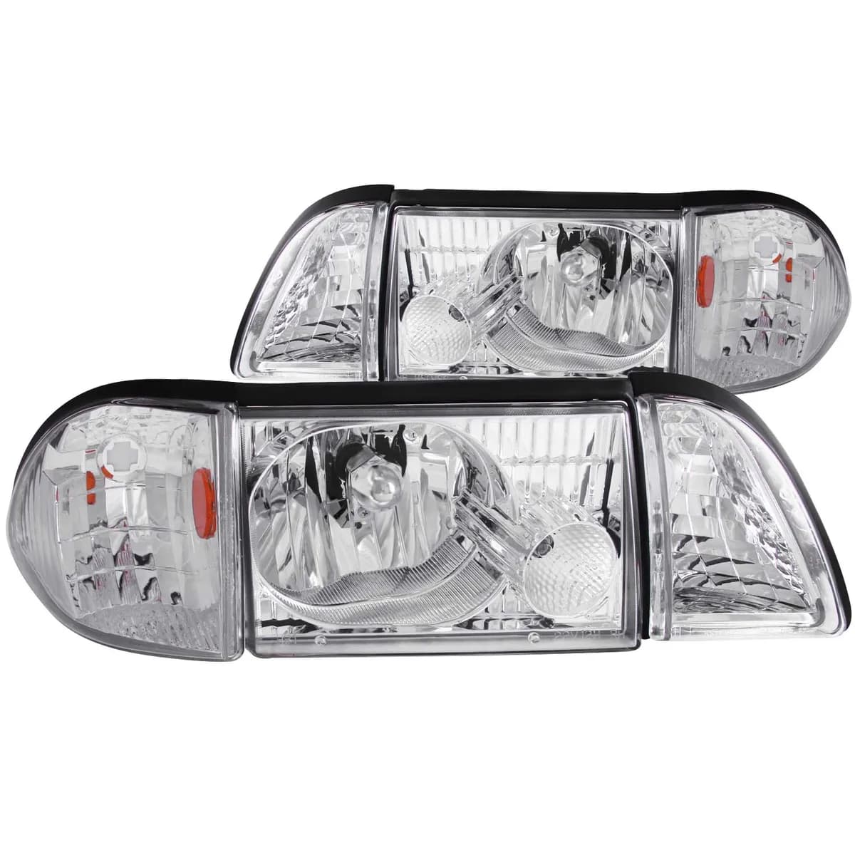 1987-1993 Ford Mustang Crystal W/Corner And Inner Corners Chrome Lighting Set