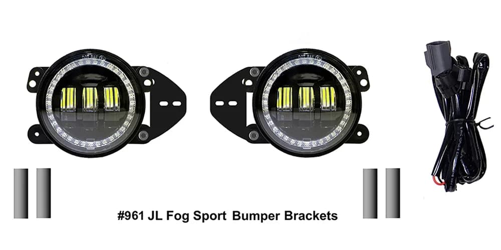 Quake LED - Qte961 - Jeep Wrangler Jl/Gladiator 4 Inch Fog Lights w/ White DRL Halo/Amber Turn Signal For 2018-2020 Jeep Wrangler