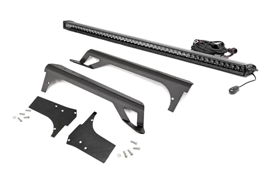 Rough Country Upper Windshield Light Bar Brackets w/ 50in LED Light Bar - DRL - TJ