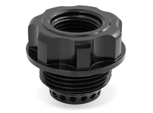 Oil Fill Cap w/ Baffle & -10 ORB Port - Fits Holley Cast Aluminum Valve Covers for the GM LS Series Engines w/ 1-5/16"-12 Threads on the Cap.