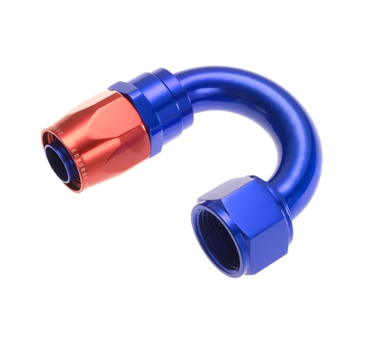 06 180 Degree Female Aluminum Hose End Red&blue