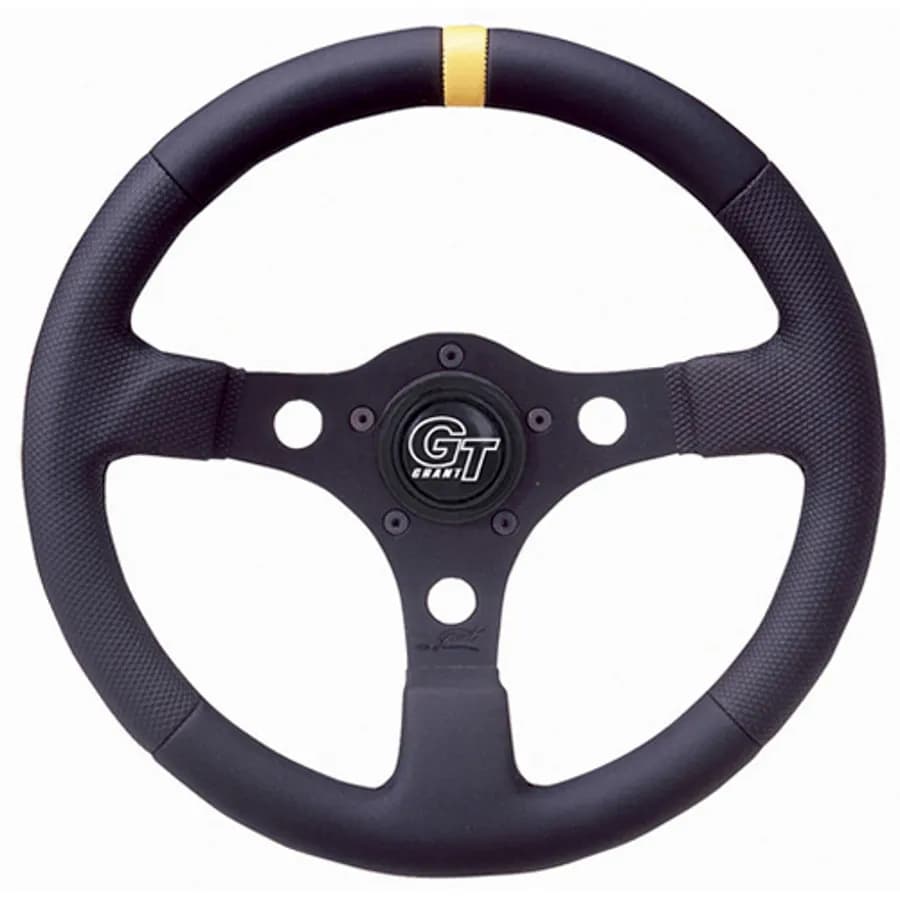 Pro Stock Steering Wheel; 13 in. Diameter; 3 in. Dish; Black Diamond Textured Vinyl; Black Suede; Fits 5 or 3 Hole Kits;